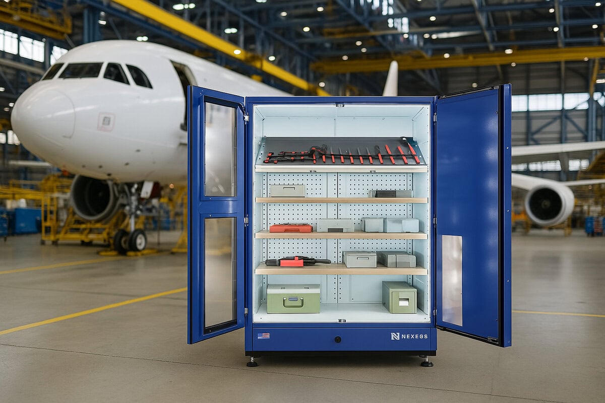 Armoire XL RFID ouverte - hangar de maintenance